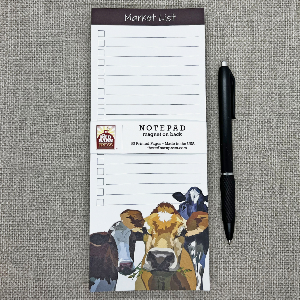 Market List Magnetic Notepad with Cows