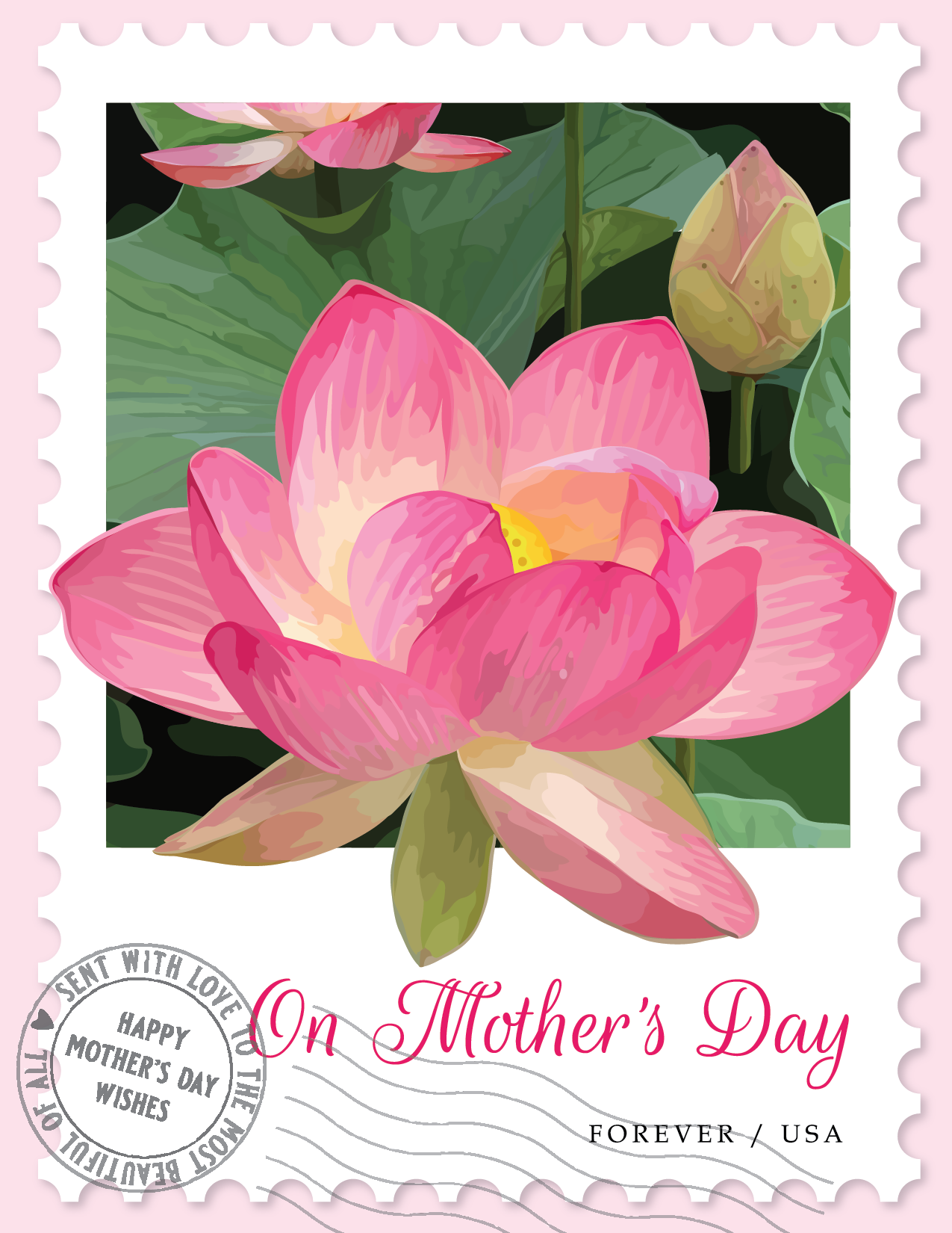 Lotus Stamp Mother's Day Card