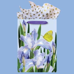 Gift Bag | Purple Iris with Stripey Sides
