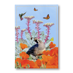 Tea Towel | California Quail and Poppies