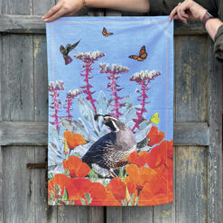 Alternative view of Tea Towel | California Quail and Poppies