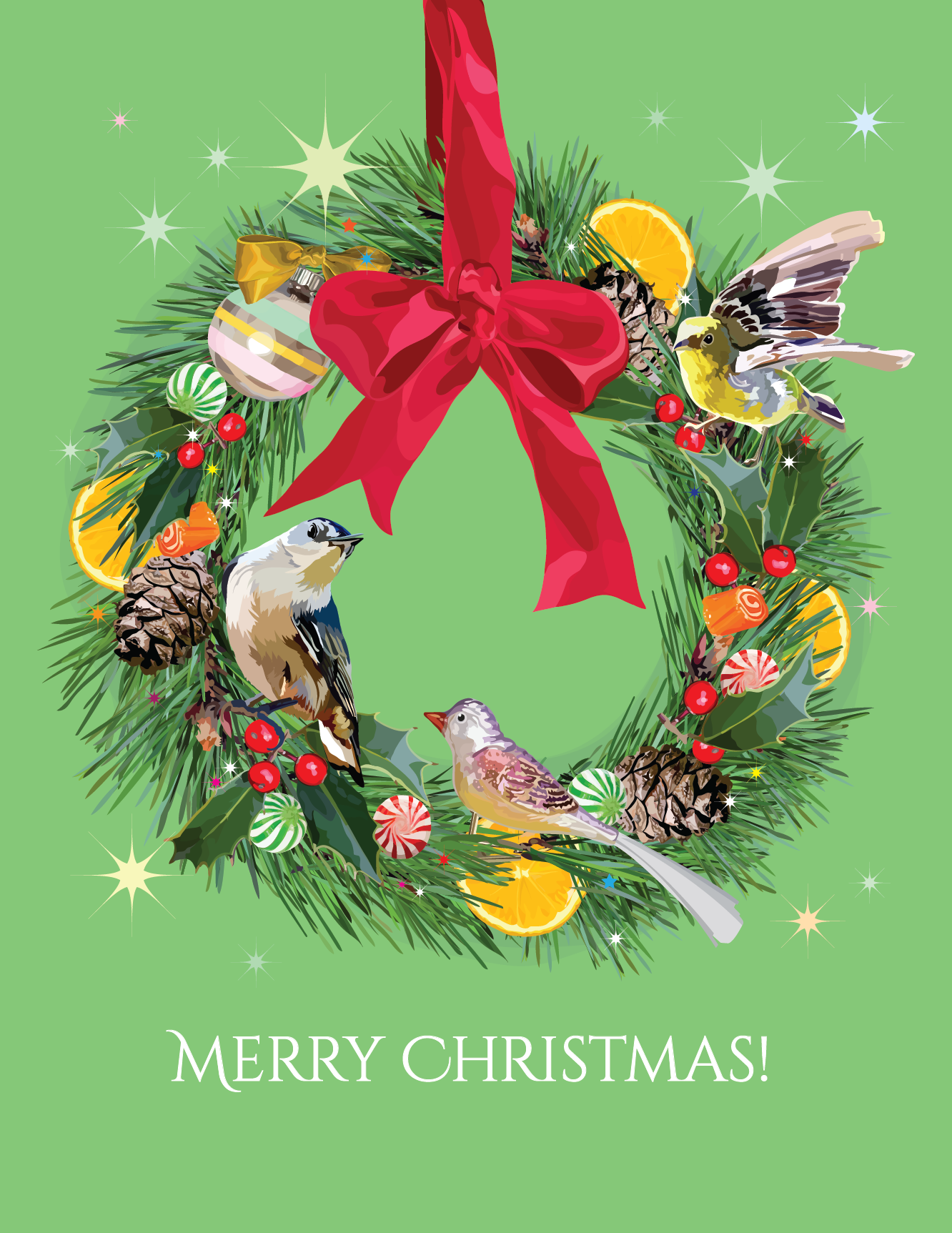 Merry Christmas Wreath Bundle of Six