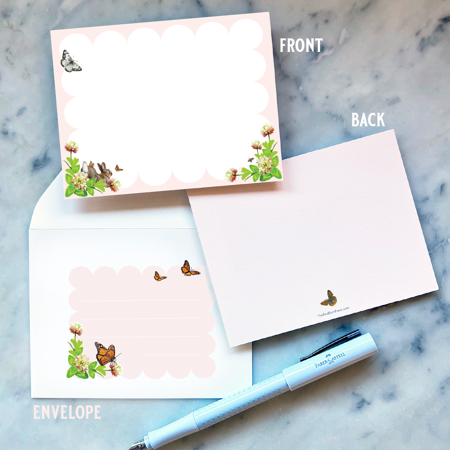 Bunnies and Clover Notecard Set